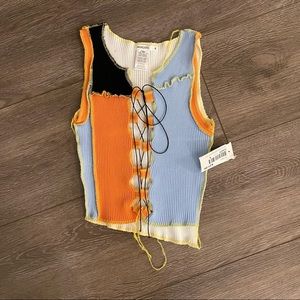 Paneled Crop Top w/ Middle tie